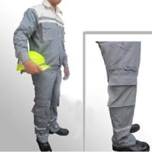 Quần áo bảo hộ lao động vải bạt dày chống cháy màu ghi
