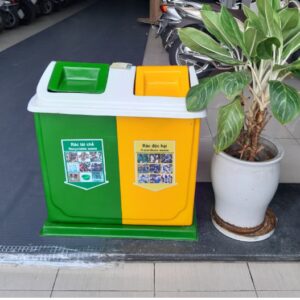 Thùng Rác Có Nắp Đậy 02 Ngăn - TRA0008-0