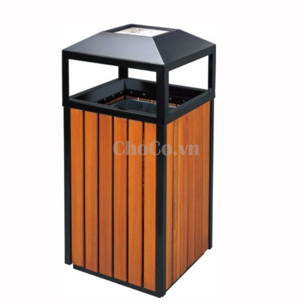 Thùng Rác Gỗ Vuông Đầu Dùi Chất Lượng - TRA0085 Thùng rác gỗ vuông giá rẻ