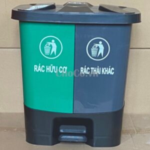 Thùng Rác Nhựa 2 Ngăn Chất Lượng Cao - TRA0009 Thùng Rác Nhựa Có Nắp Đậy