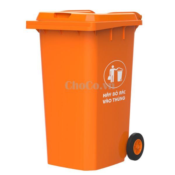 Thùng Rác Nhựa Composite 240 Lít - TRA0012 Thùng rác nhựa tay cầm inox